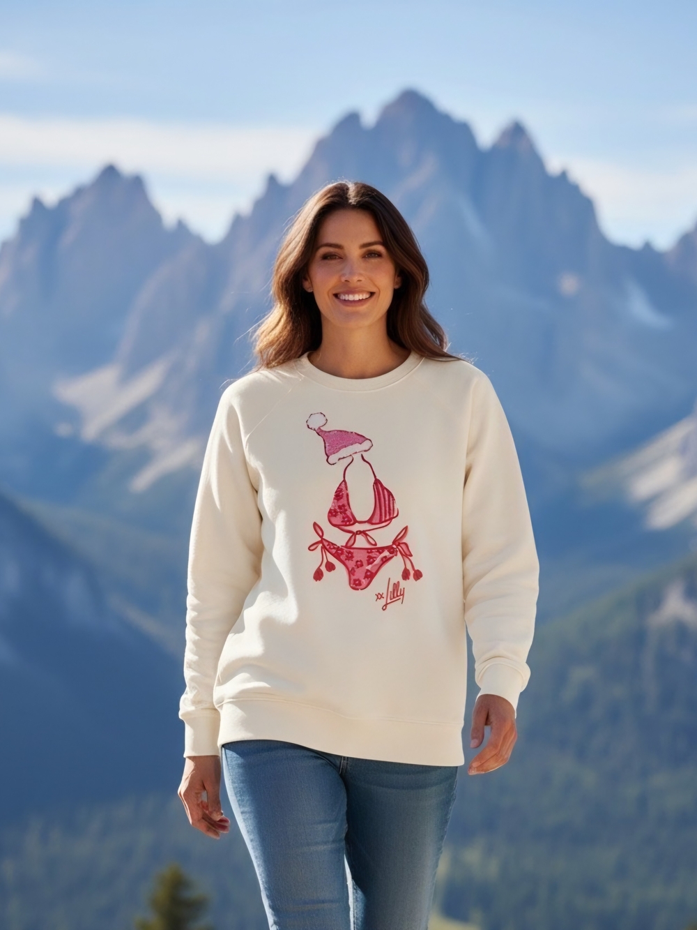 NWOT Lilly Pulitzer Womens XL Cream Balad Sweatshirt Coastal Festive Frocks